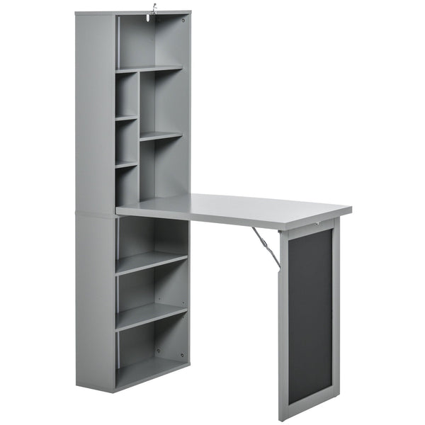 acquista Libreria con Scrivania a Scomparsa Salvaspazio 98x51x153 cm in MDF Grigio