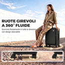 Valigia Rigida Media 71 L 66x43x28 cm Espandibile con 4 Ruote e Lucchetto TSA in ABS Nero      