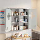 Armadietto dei Medicinali 46x12x48 cm con Serratura e Ante in Vetro Temperato in Acciaio Inox Argento      