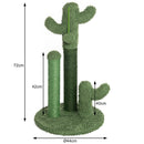 Tiragraffi Graffiatoio Forma 3 Cactus per Gatti Verde con Pallina 44 x 72 cm