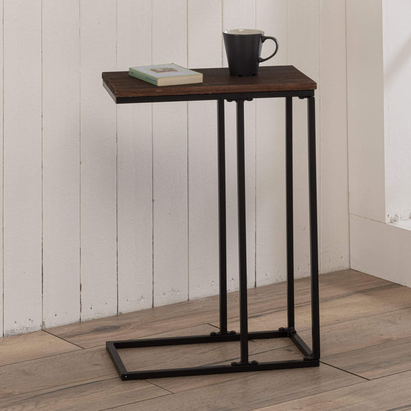 sconto Table Basse Polyvalente 46x24x64 cm en Métal et Paulownia Slim Noir/Noyer