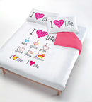 Copripiumino con Stampa sul Sacco e Federe i Love Life Singolo