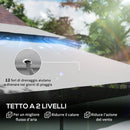 Gazebo da Giardino 3x4 m con Tende Rimovibili Doppio Tetto e Struttura in Metallo Grigio      