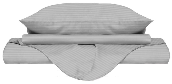 sconto Housse de couette double avec sac et taies d'oreiller en satin de polyester gris