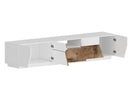 Mobile TV 4 Ante 1 Cassetto 220,1x43x46 cm Alien Bianco Lucido e Acero Pereira