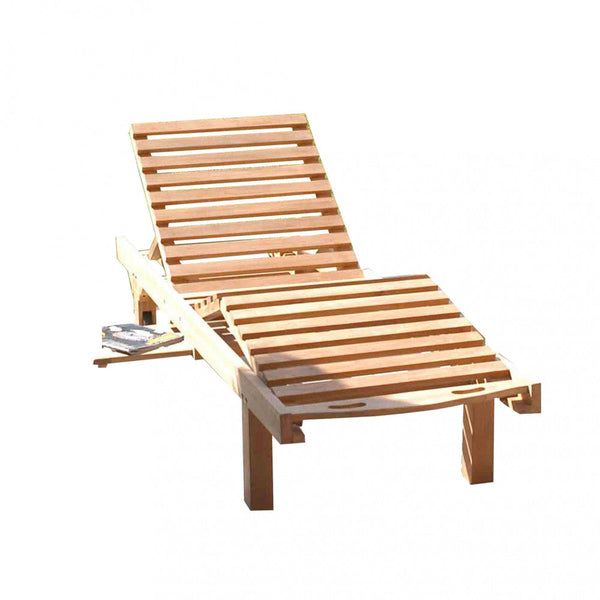 Transat de jardin Lidia 65x208x35 h cm en bois marron prezzo