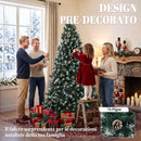 Albero di Natale Artificiale Ø116x210 cm con 998 Rami Innevati Pigne e Base Pieghevole in Plastica e Acciaio Verde      