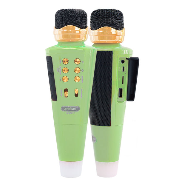 acquista Haut-parleur de musique Bluetooth sans fil avec microphone karaoké avec USB pour les fêtes vert