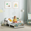 Letto Basso per Bambini 3-8 Anni 150x77x60 cm con Spazio Contenitore e Sponde Laterali in MDF Verde  