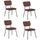 Lot de 4 chaises 51x60x81,5 cm en simili cuir industriel marron
