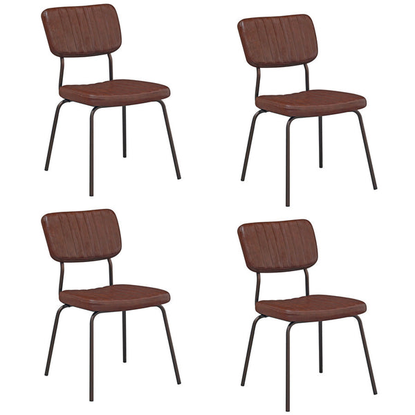 acquista Lot de 4 chaises 51x60x81,5 cm en simili cuir industriel marron