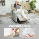 Poltrona Reclinabile con Riscaldamento 8 Punti Massaggio e 5 Modalità 88x93x102 cm in Tessuto Ciniglia Grigio Chiaro   