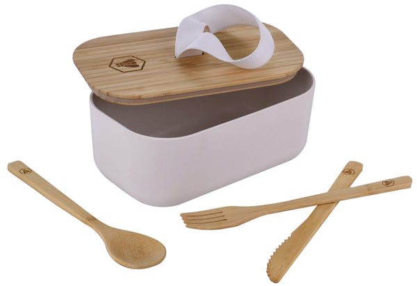 online Lunch Box 1100 ml avec Couverts et Couvercle en Fibre de Bambou
