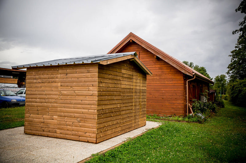 Casetta Box da Giardino 3,16x2,4 m Senza Pavimento in Legno Picea Massello 19mm Tetto in Acciaio Therma