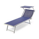 Lettino Prendisole da Spiaggia in Textilene con Parasole Taddei Rimini Blu