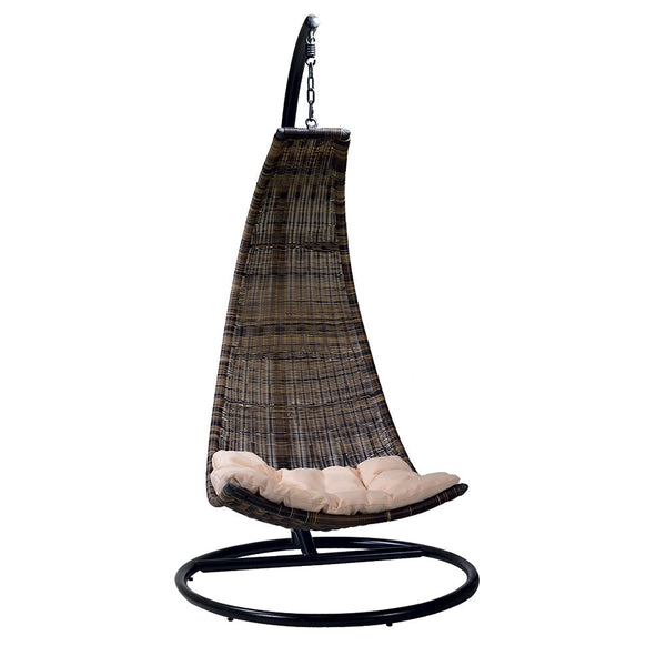 Balançoire de jardin suspendue en polyrotin 1 place pendante noyer online