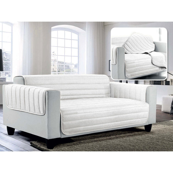 prezzo Housse de canapé matelassée en Microfibre Doubleface Blanc/Blanc