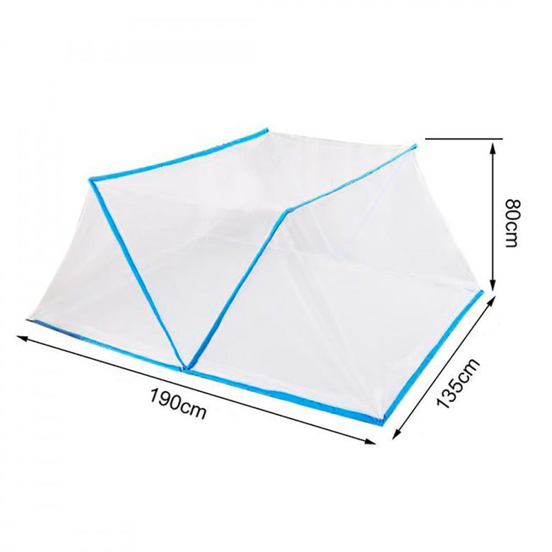 Zanzariera per Letto Pieghevole 190x135 cm Esagonale a Rete Nylon Blu