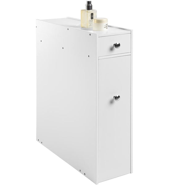 sconto Mobiletto Salvaspazio Bagno Mobile in Legno MDF Bianco con Cassetti 48x16x58cm