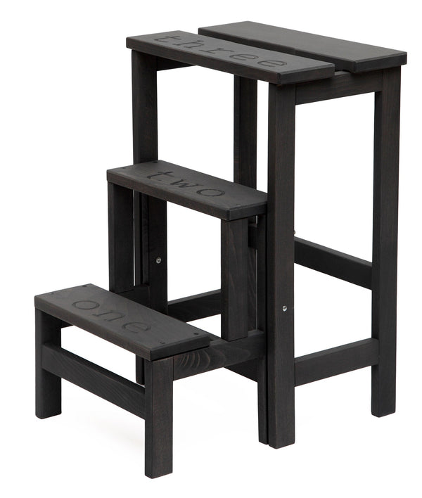 Tabouret échelle 60x40x46 cm en bois noir acquista