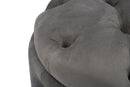 Puff Contenitore Rich Grigio Ø55x42 cm in Legno Spugna Poliestere e Acciaio Grigio