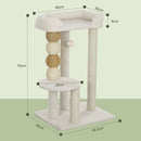 Albero Tiragraffi per Gatti con Lettino 48,5x40x76 cm in Peluche e Iuta Beige 