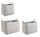Lot de 3 Corbeilles Lisette Rectangulaires en Bois Gris 2 Anses