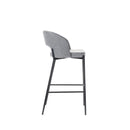 Set 2 Sgabelli 50x52xH89 cm in Tessuto Greta Grigio Chiaro e Nero