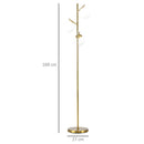 Lampada da Terra Moderna Ø27x159 cm con 3 Punti Luce in Acciaio e Vetro Oro