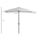 Ombrellone da Giardino 2x3 m Palo Ø38 mm Rettangolare in Alluminio Beach Bianco Crema