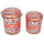 Set 2 Pouf Conteneur Rond en MDF Rouge