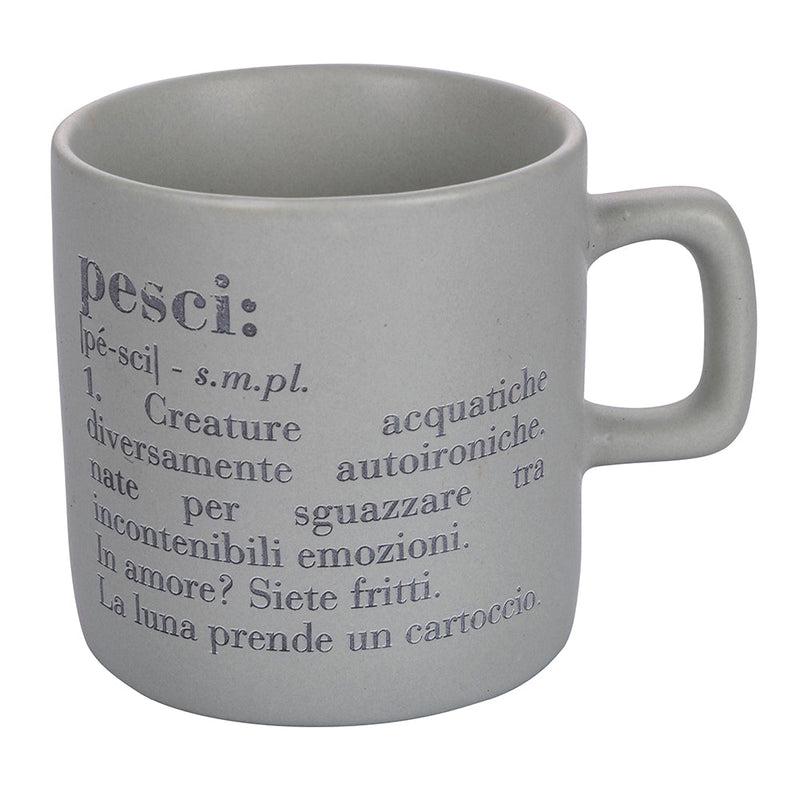 Tazzina Caffè Zodiaco "pesci" Ø6x6,5 cm in Bone China VdE Tivoli 1996 Grigio Chiaro