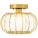 Plafoniera LED Moderna Design a Gabbia Ø27x19 cm con 18 Cristalli Struttura in Metallo Oro  