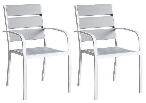 Ensemble de 2 chaises de jardin en aluminium Kraus Modigliani avec accoudoirs blancs et gris acquista