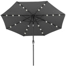 Ombrellone da Giardino Ø270 8 Stecche cm con Luci LED Parasole in Poliestere Antivento Grigio      