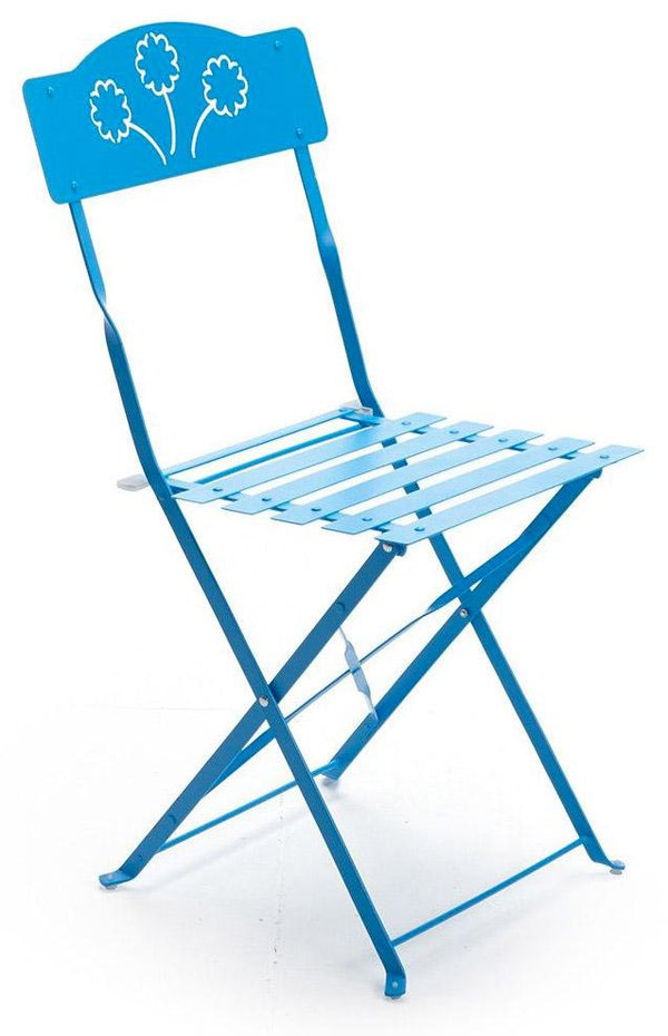 prezzo Lot de 2 Chaises de Jardin Pliantes 42x48x83 cm en Fer Bistrò Bleu Clair