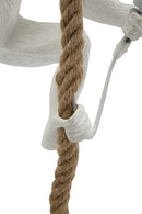 Lampadario Monkey Bianco 27x32x60 cm in Resina Bianco e Marrone      