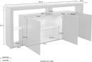 Credenza con 3 Ante e Ripiani in Vetro a Giorno 200x40x80 cm Essential 3A Grigio Antracite Opaco  