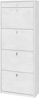 Scarpiera 4 Ante 1 Cassetto 63x164x29 cm Ossido Bianco