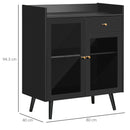 Armadietto 2 Ante con Ripiano Regolabile e Spazi Aperti  80x40x94,3 cm in MDF e Legno Nero