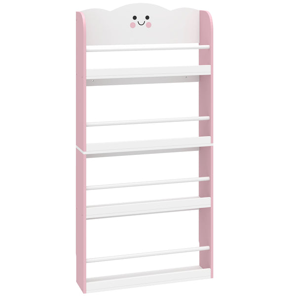 acquista Libreria Montessoriana per Bambini 3-6 Anni 60x15x120,5 cm 4 Ripiani in Legno Rosa