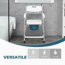 Sedia WC per Anziani e Disabili con Ruote con Secchio Rimovibile in Alluminio Bianco 