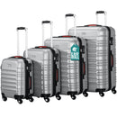 Set 4 Valigie Rigide Trolley Easy Roll Bagaglio a Mano e Stiva da Viaggio in ABS Argento      