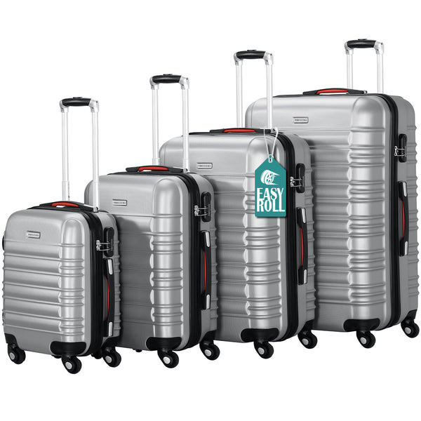prezzo Set 4 Valigie Rigide Trolley Easy Roll Bagaglio a Mano e Stiva da Viaggio in ABS Argento