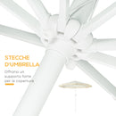 Ombrellone da Giardino 260x240 cm a Manovella Inclinabile con Frange in Poliestere e Metallo Bianco 