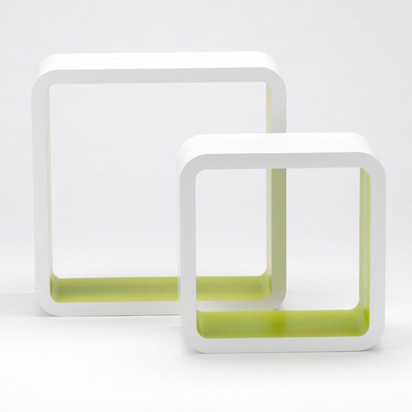 Set 2 Étagère Bois Style Design Moderne Blanc Vert prezzo
