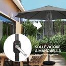 Ombrellone Rotondo Inclinabile 3x3 m con Manovella, in Metallo e Poliestere, Grigio Scuro      