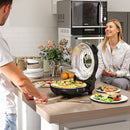 Forno per Pizza Elettrico 1200W con Finestra Trasparente Timer e Regolazione della Temperatura Nero   