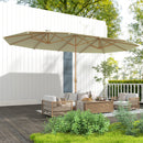 Ombrellone Doppio 455x265x238 cm in Acciaio Inox e Poliestere Beige   