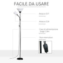 Lampada da Terra 42x24x178 cm 2 Paralumi E14 E27 Nera